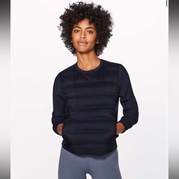 Lululemon Athletica Crew Down & Around Goose Down Quilted Sweatshirt Size 6 - Picture 1 of 14